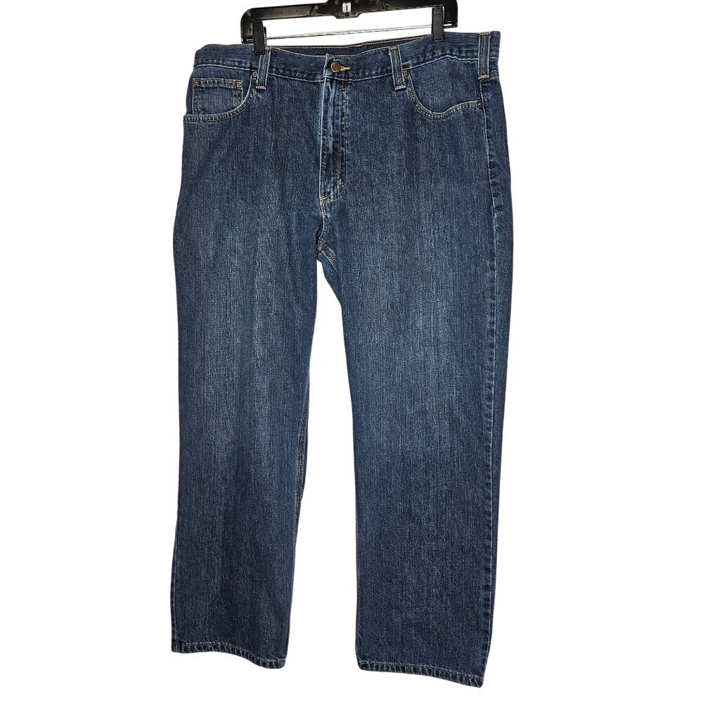 Carhartt Mens Blue Denim Jeans 40x30 Relaxed‎ Fit Straight Leg Medium Wash